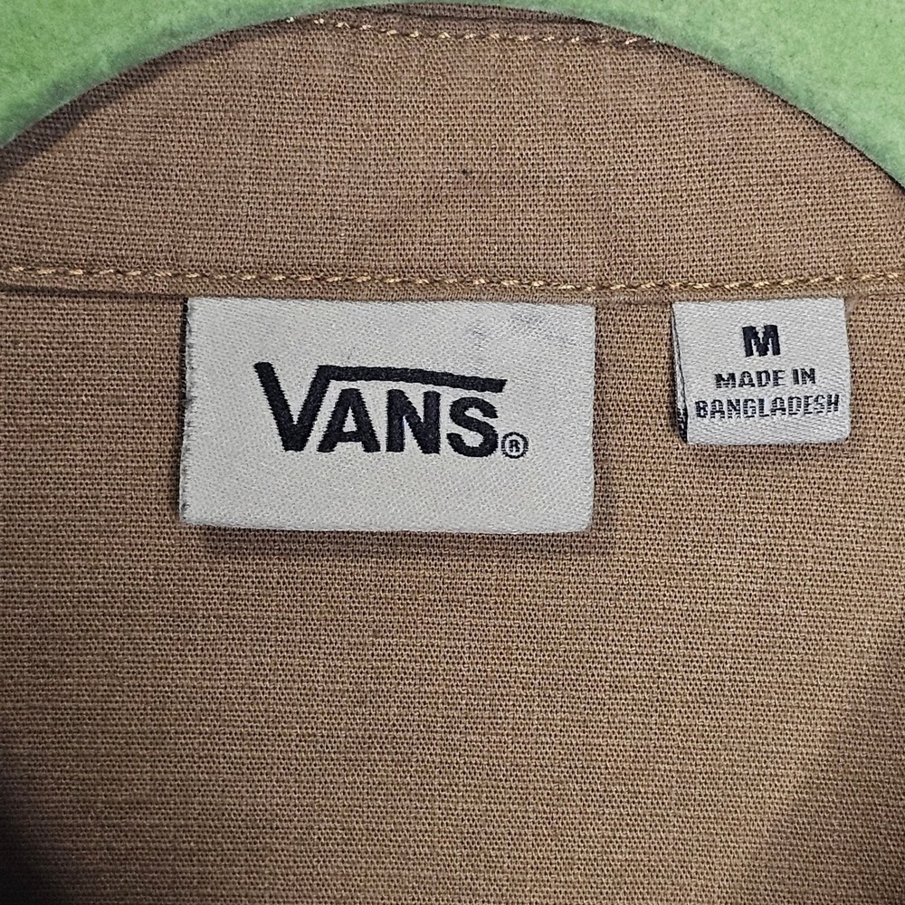 Vans Casual Button-Down Shirt Men's Medium Tan Cotton Blend - Picture 3 of 8